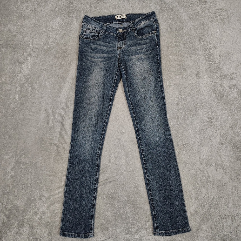 LEI Jeans Women's Ashely Lowrise Skinny Sz 7 Regular Hip Huggers Y2k Flap Pocket
